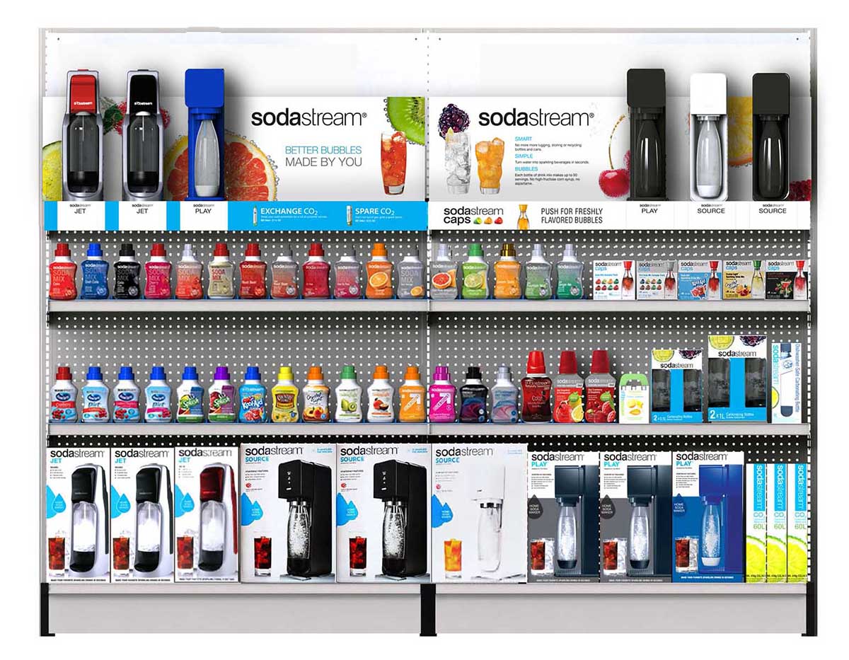 Full retail merchandising wall designed by Impulse Marketing